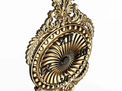 Classic Wall Clock 011 Gold Low-poly 3D model