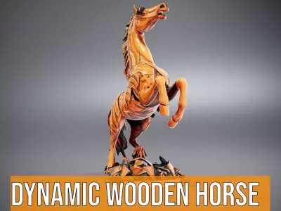 Dynamic Wooden Horse model pack Low-poly 3D model