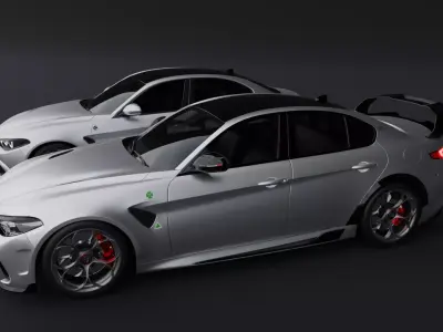 Alfa Romeo Giulia quadrifoglio 2024 and 2021 Giulia GTAm 3D model