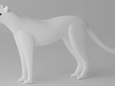 Cartoon Cheetah Black Panther Snow Leopard 1 3D model