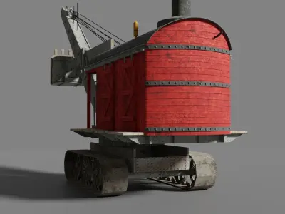 Steam Shovel Low-poly 3D model