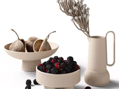 Decor Brunia and blackberry vases buddha nuts Set 77 3D model
