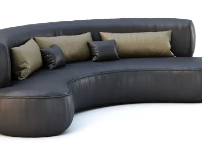 Jenifer Restaurant Leather Sofa  3D model