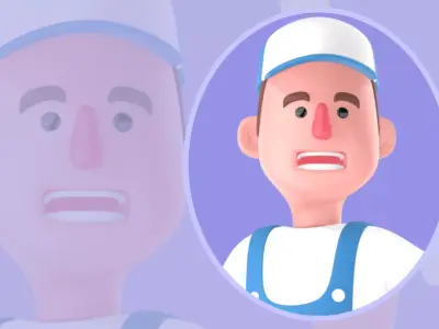 Stylized 3D Male Mechanic Character - Worker Holding Tools 3D model