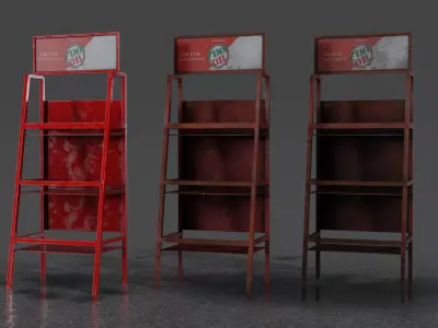 Motor Oil Stand Shelf Rack only - 3 Variants  New-Old-Aged Low-poly 3D model