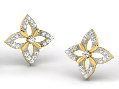 Gold Diamond Women Earring 3D print Model 3D print model buy