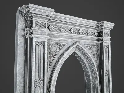 Lowpoly Gothic Portal - type 3 Low-poly 3D model