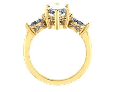 Diamond classic Ring to print 3 Sizes 3D print model