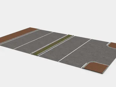 Highway Streets and Construction Roads Unreal Engine Project  Low-poly 3D model