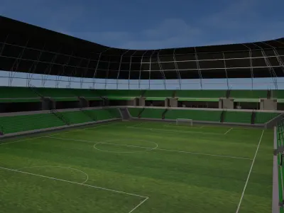 Football Stadium and Interiors Low-poly 3D model order