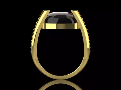 Yellow Gold 3dm Ring with Amber and Diamonds Model jr00203 3D print model