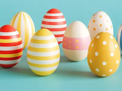 Low Poly Easter Eggs Chicken Pack 01 Low-poly 3D model