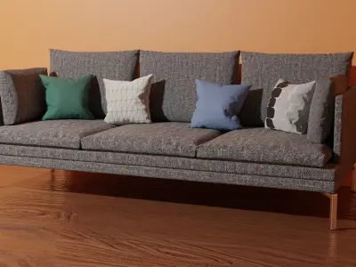 couch sofa with pillows 3D model