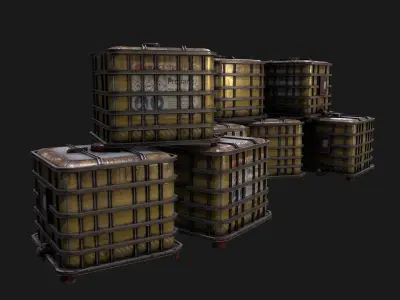 Industrial Reinforced Containers Free low-poly 3D model