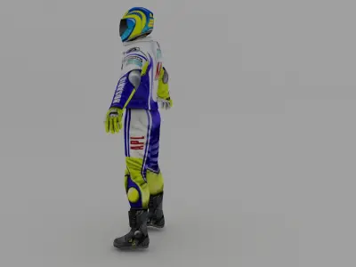 Snowmobilbiker motorcyclist in racing suit 3D model