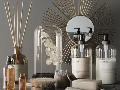 Elegant bathroom accessories 3D model