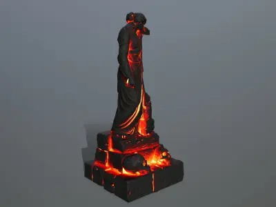 statue 5 with flames Low-poly 3D model