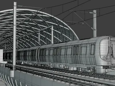 Elevated London metro station 3D model