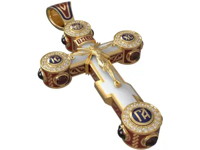 Luxury orthodox cross pendant 3D print model