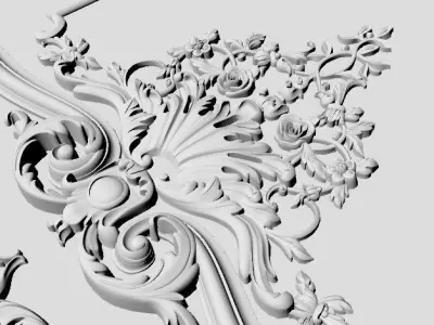 Carved decors door 3D model