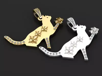 cat pendant jewelry 3D print model