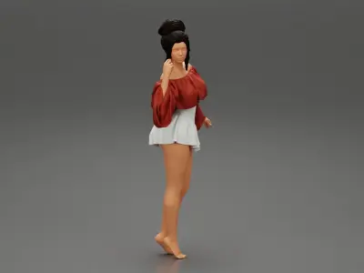 sexy girl posing in fashion shirt and mini skirt 3D print model