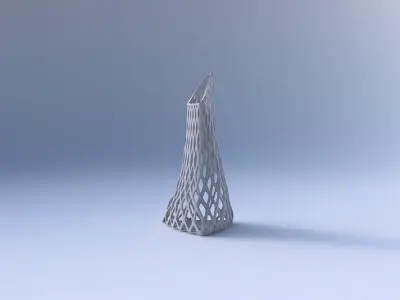 Vase grounded tipping triangle with diagonal grid lattice 3D print model purchase