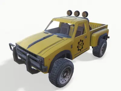 PickUP Yellow Low-poly 3D model
