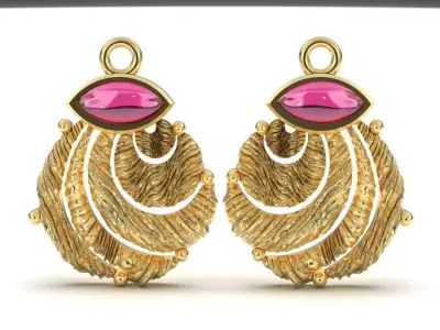 gem stone texture oxidize earring  3D print model