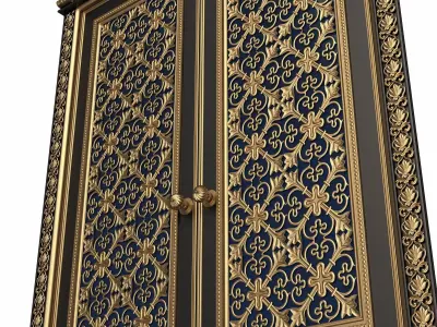 Carved Door Classic 01201 Black Low-poly 3D model