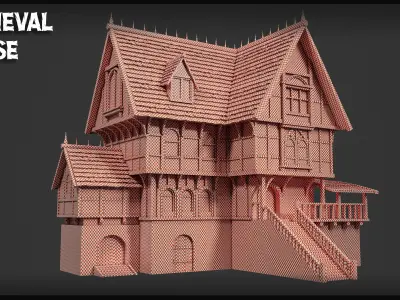 Medieval House-Base Mesh Free 3D model