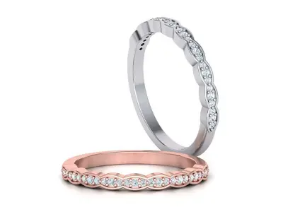 Vintage Diamond Wedding Band printable 3dmodel 3D print model