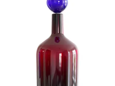 Set of colored glass bottles Bubbles 3D model