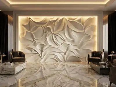 modern panel wall decor set relief stl mural CNC 258 3D model