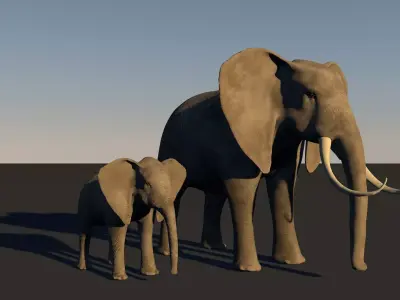 Elephant and baby Elefant und baby 3D model