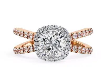 Crisscross Classic Halo setting Cushion diamond ring  3D print model