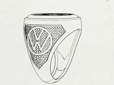volkswaguan ring Silver Gold  Print Silver Gold  Print 3D print model