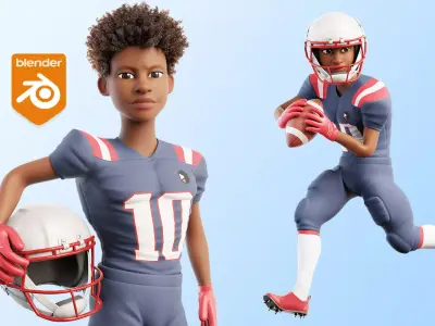 NFL Player Football Sport Cartoon Man 3D model