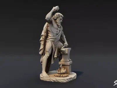Hephaestus Statue Low-poly 3D model