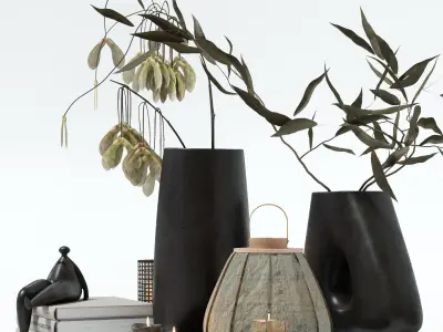 Decorative set with lanterns 3D model