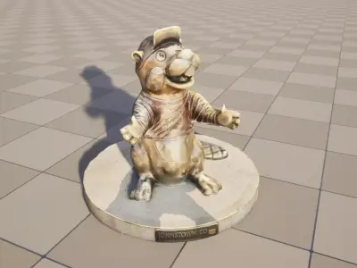 Beaver Statue Low-poly 3D model