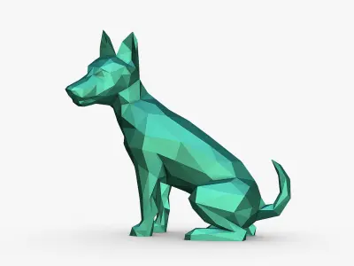 jack russell terrier low poly 3D print model