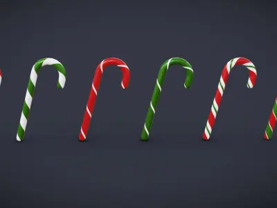 Free Christmas Candy Canes Free low-poly 3D model