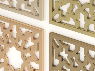 Arabic Islamic pattern decorative gold plaster 3D model