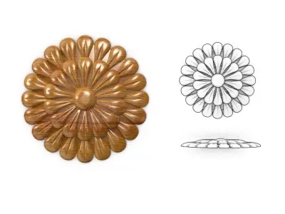 Round carved rosette 01  3D model