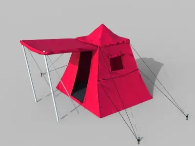 Tent camp Low-poly 3D model