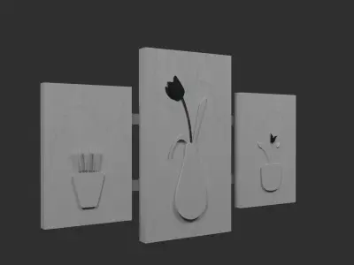 Abstract portrait of flowers in marble 3D model