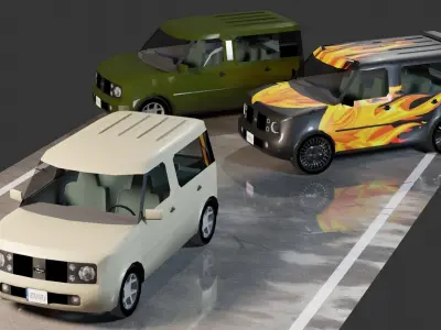 Nissan Cube Low-poly 3D model
