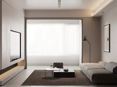 Modern living room dining room interior scenes 141 3D model