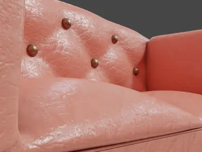 Pink Leather Couch Low-poly 3D model